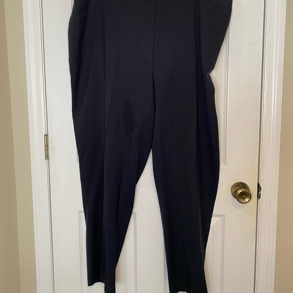 Black pinstriped dress slacks with pockets